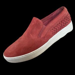 Michael Kors Stevie Slip on Loafers Sz 8.5 Womens Woven Red Suede Platform Shoes